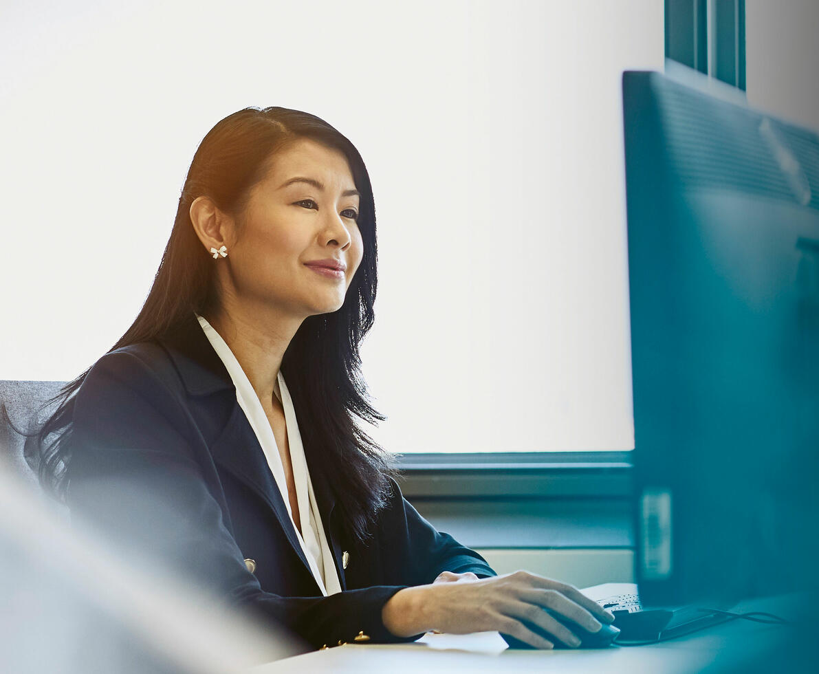 A woman working on a computer